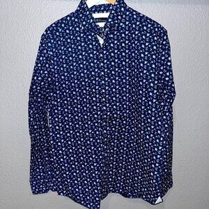 BLU from Polifroni Ditzy Flower Print Men's Long Sleeve Button Up Shirt - Size L